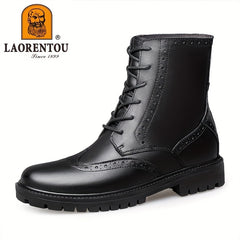 Men's Wingtip Service Boots Brogue Combat Boots Casual Lace