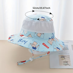 Kids Cartoon Fisherman's Hat Sunscreen Mesh Bucket Cap