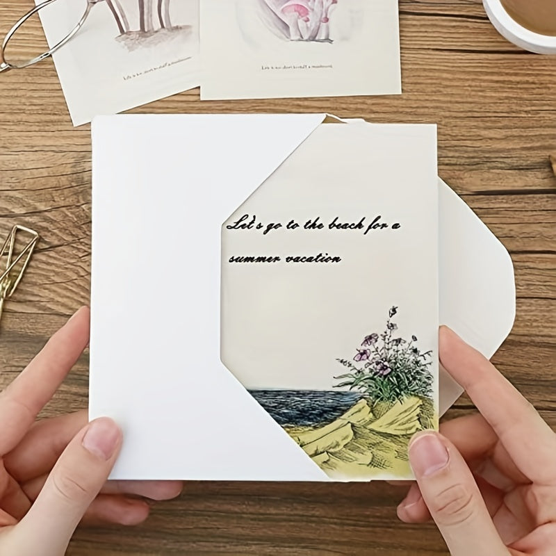 3pcs Sea Beach Background Clear Stamps Sun Harbor Scenery Rubber Stamps