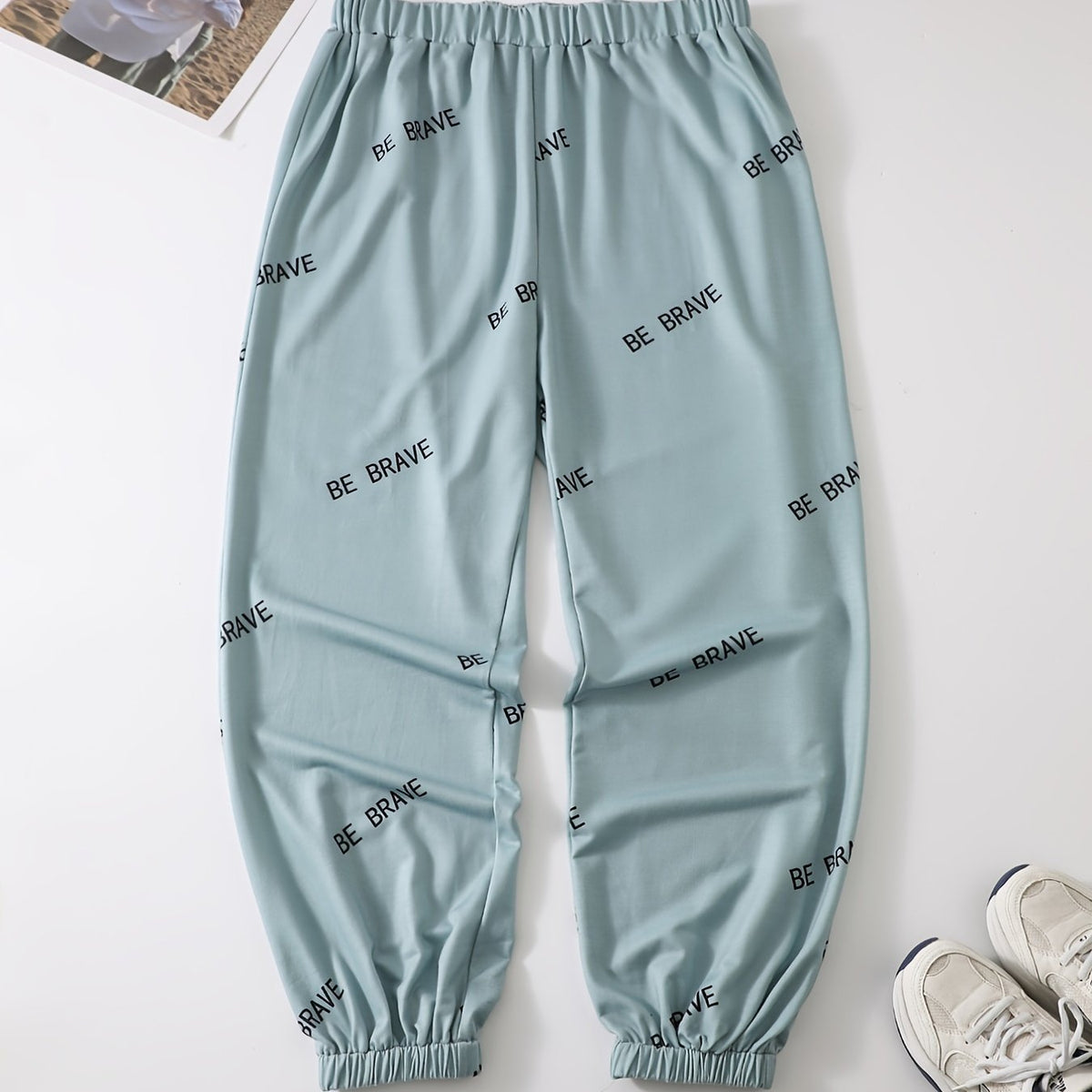  Letter Print High Waist Sweatpants Women's Plus Casual Pants