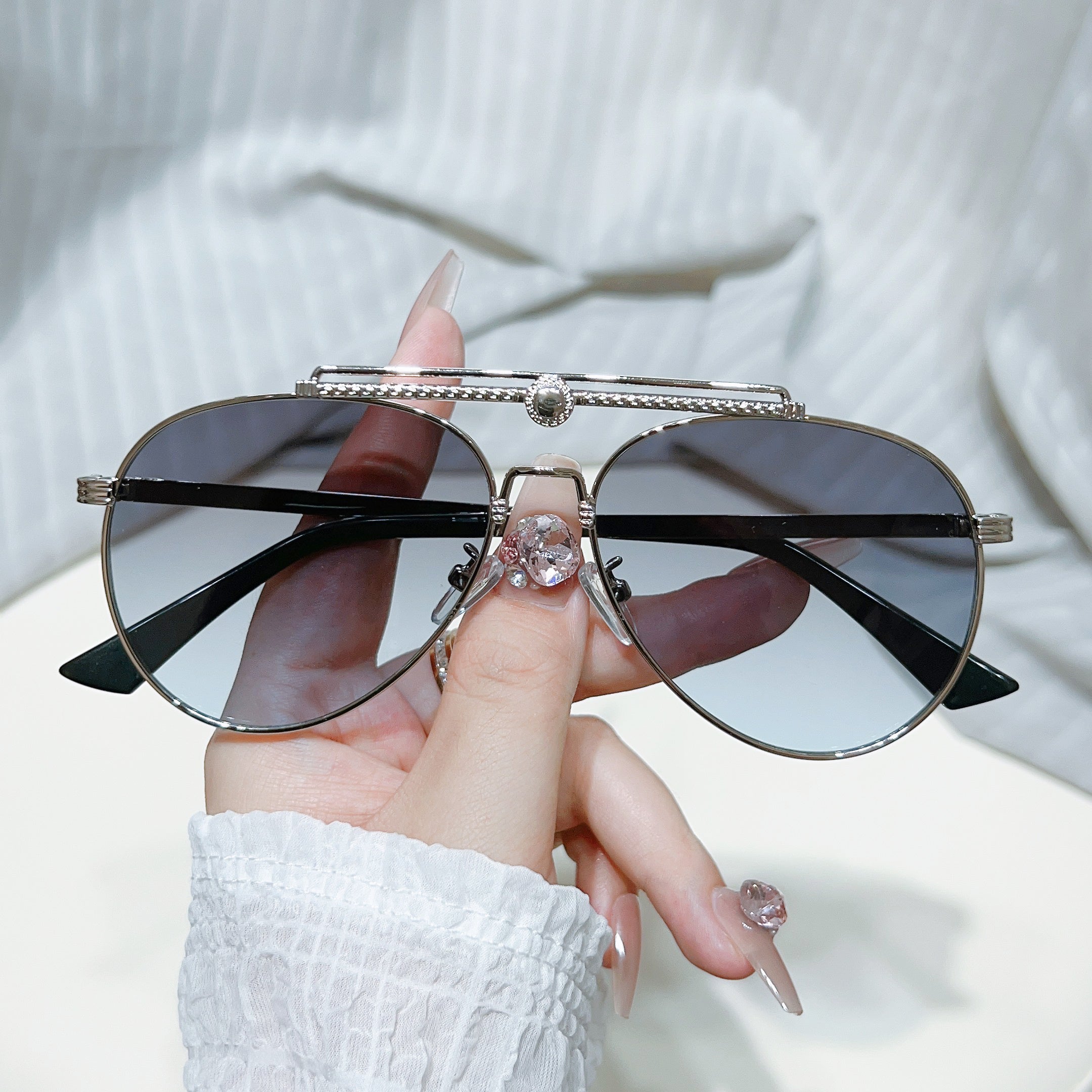 Double Bridge Aviator Sunglasses Gradient UV400 Sun Shades