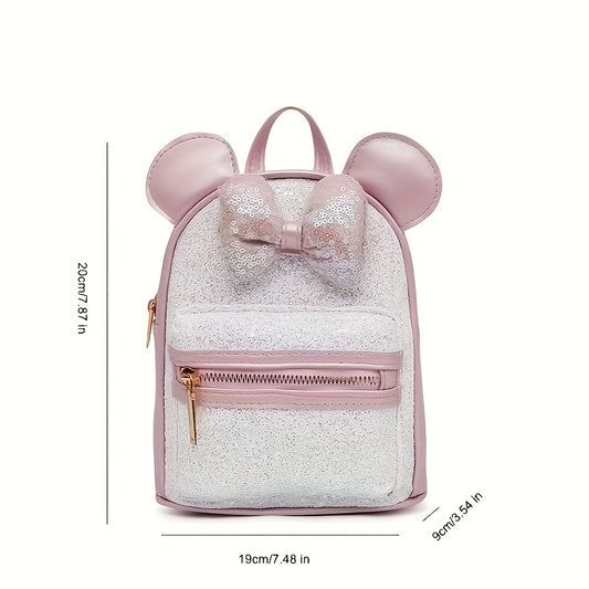 Girls' Sequin Bow Backpack with Big Ears