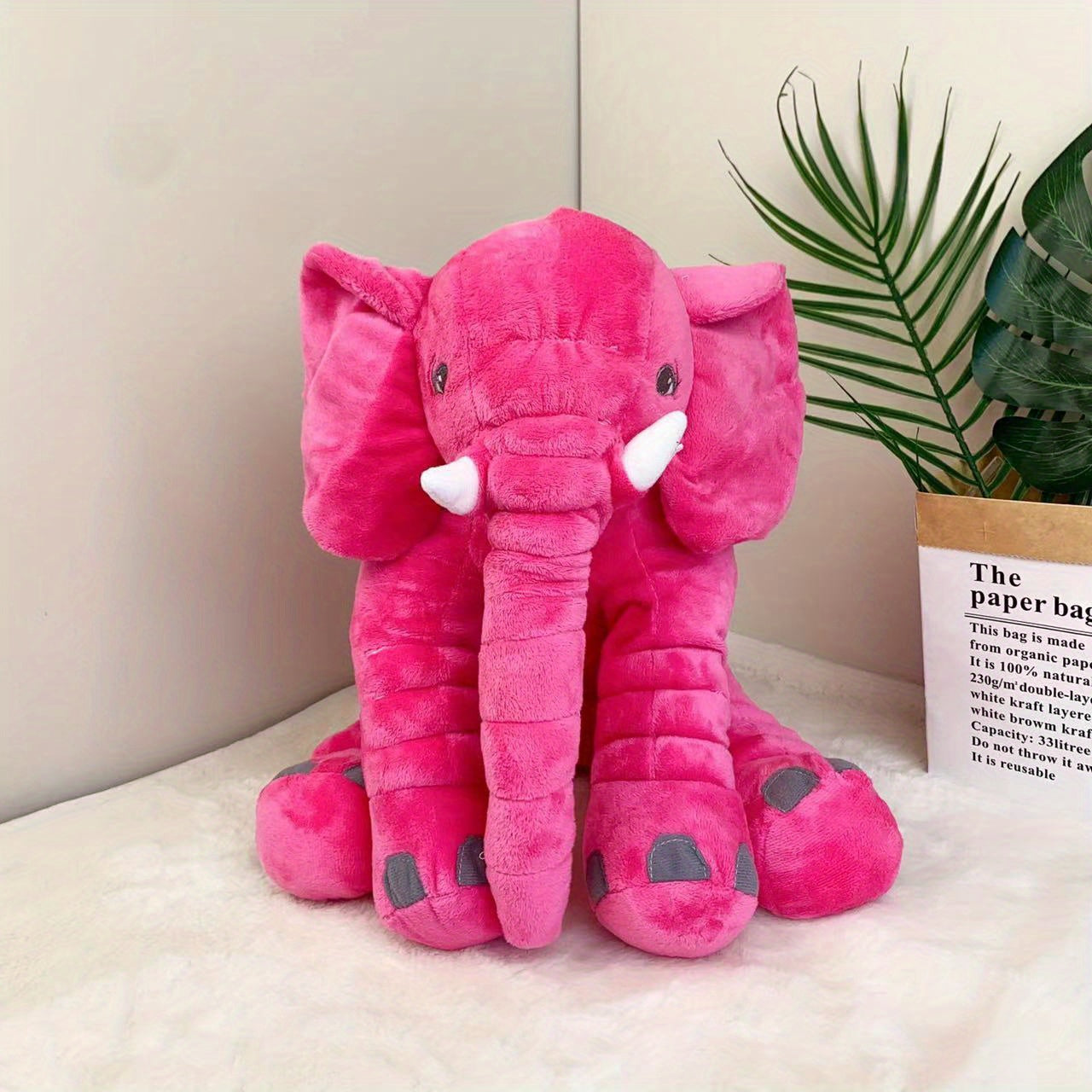Soft Plush Elephant Toy Pillow - Sleeping Back Cushion Animal Doll Gift