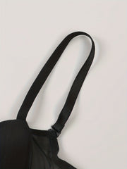 Contrast Mesh Push Up Bra Breathable Bow Tie Lingerie