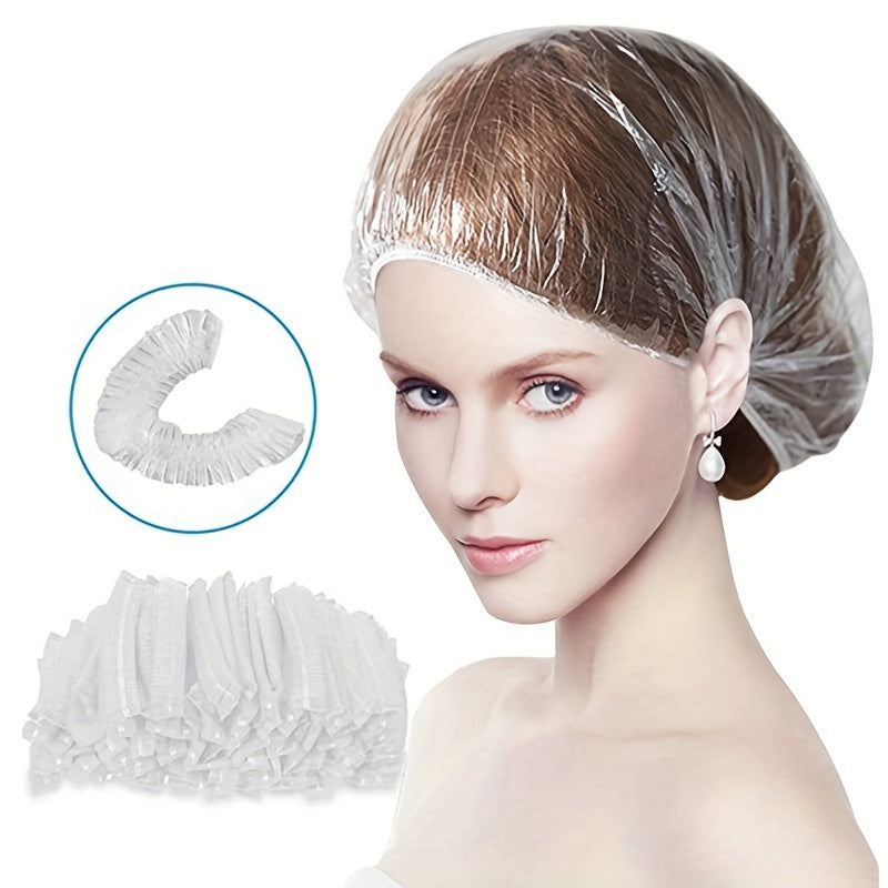 50pcs Disposable Shower Cap Waterproof Elastic Shower Cap