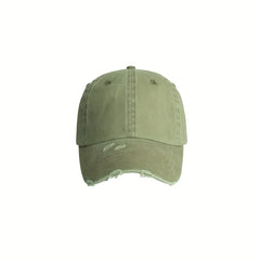Men's Outdoor Flat Brim Grid Hat Ripped Denim Washed Hat