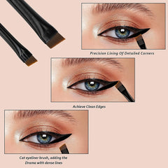 2 Pcs Angled Eyeliner Eyebrow Brush Ultra Fine Beauty Cosmetic Tool