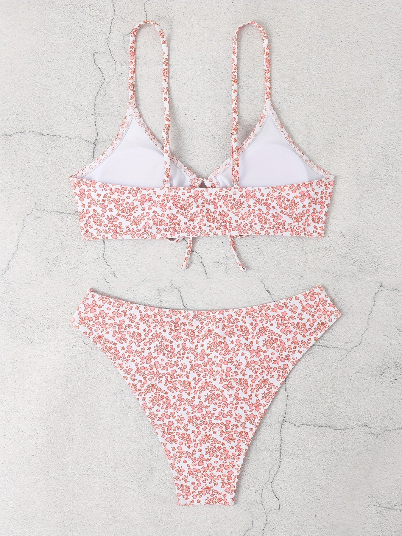 Floral Drawstring Bikini Set High Cut Two Piece Swimsuit
