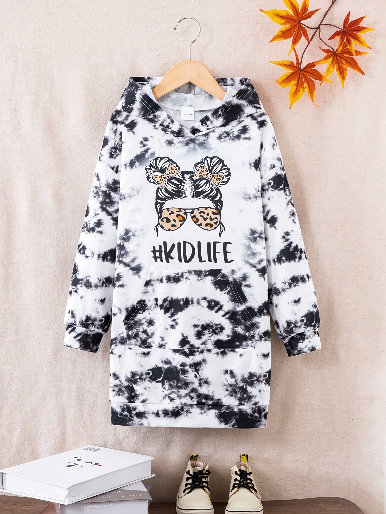 Girls Tie Dye Short Sleeve T Shirt Dress Loose Fit Comfortable Random Print
