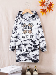 Girls Tie Dye Short Sleeve T Shirt Dress Loose Fit Comfortable Random Print