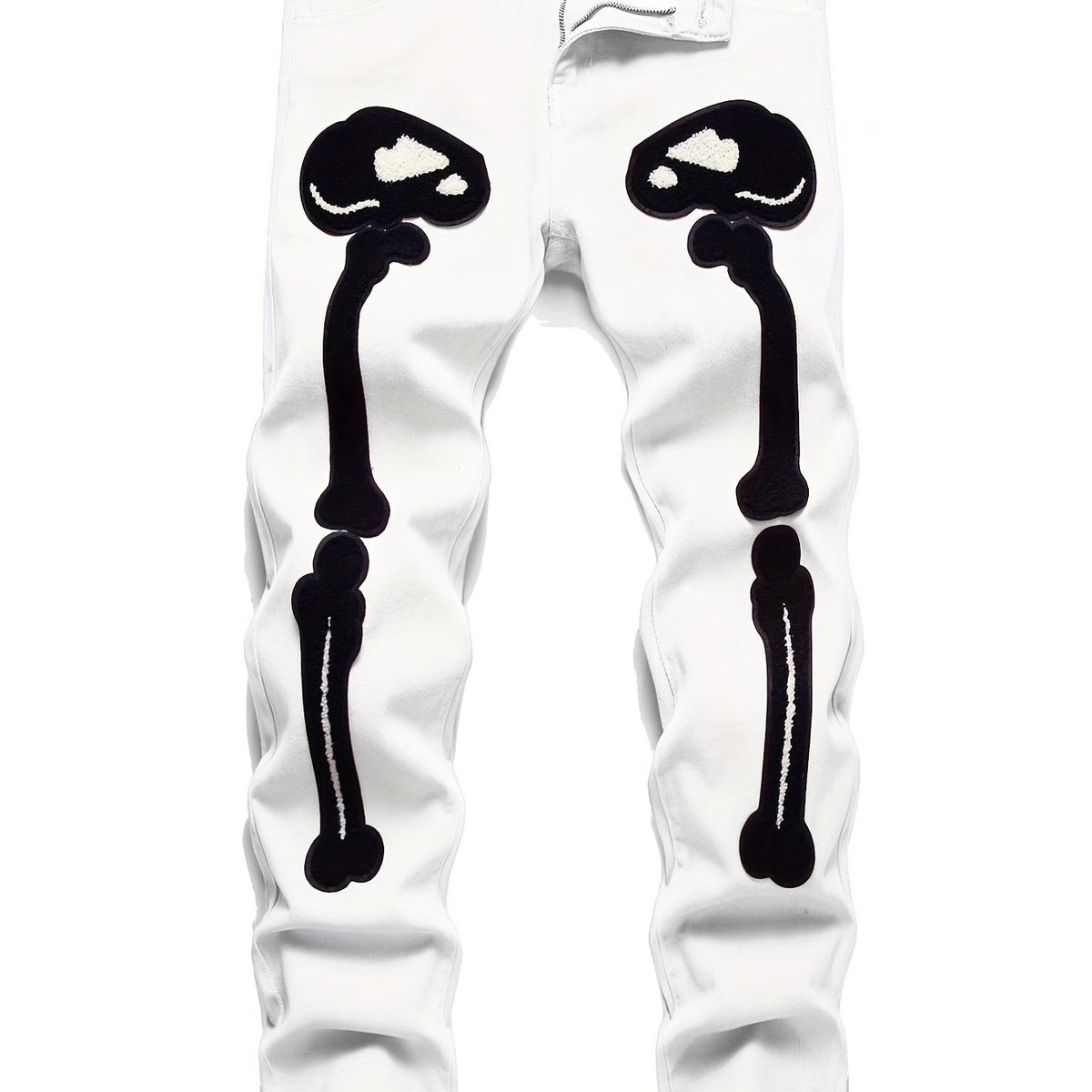 Men's Slim Fit Embroidery Jeans Street Style Denim Pants