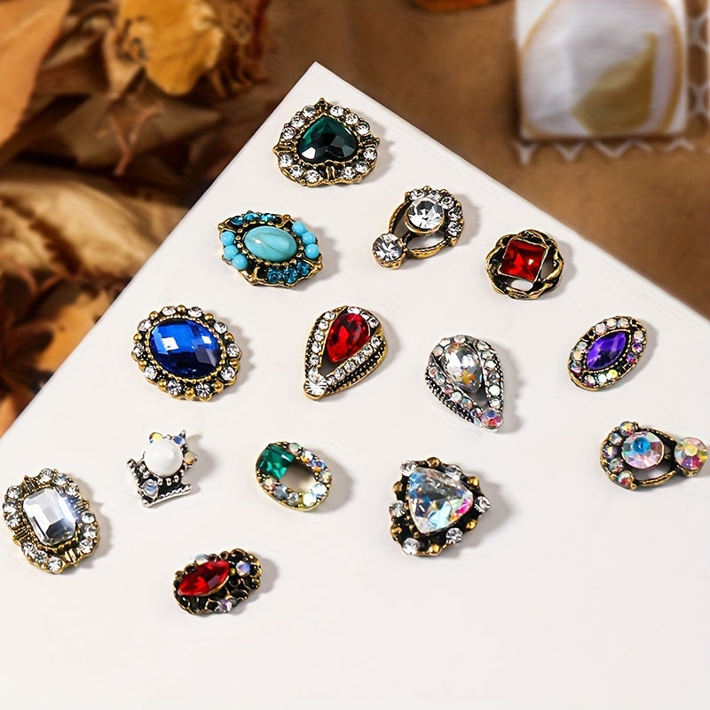 5 pcs 3D Crystal Nail Charms Large Rhinestones and Diamonds Silver Metal Charms