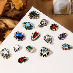 5 pcs 3D Crystal Nail Charms Large Rhinestones and Diamonds Silver Metal Charms