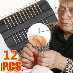 12pcs Side Opening Silvery Tail Blind No Needle Hand Sewing Kit