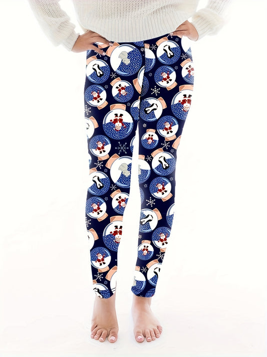  Santa Claus Print High Rise Leggings