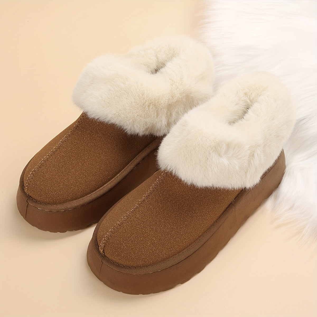 Women's Faux Fur Lined Ankle Boots Thermal Plush Snow Boots