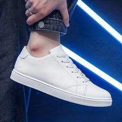 Men's Lace-up PU Leather Skate Shoes with Good Grip