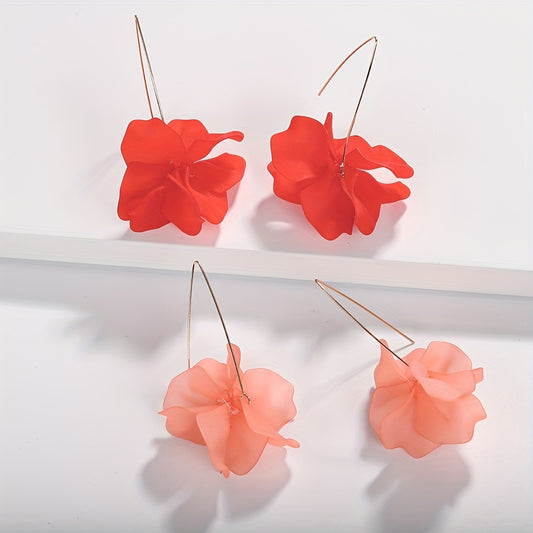Exaggerated Flower Boho Dangle Earrings Resin Jewelry Female Gift