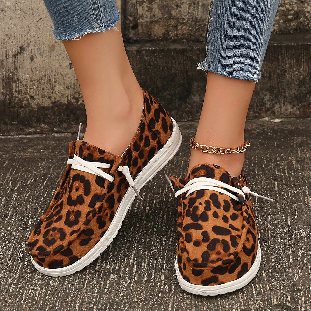 Leopard Print Flat Loafers Casual Stylish Shoes Women's Footwear