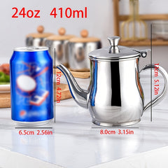 13oz Stainless Steel Pot with Strainer for Condiments and Meals
