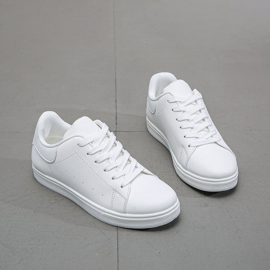 Women's Flat Lace-Up Walking Shoes Casual Faux Leather Sneakers