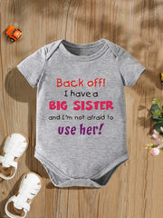 Baby Girls BIG SISTER Print Romper Short Sleeve Bodysuit