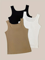 3-Pack Women's Summer Tank Tops Sleeveless Casual Crew Neck