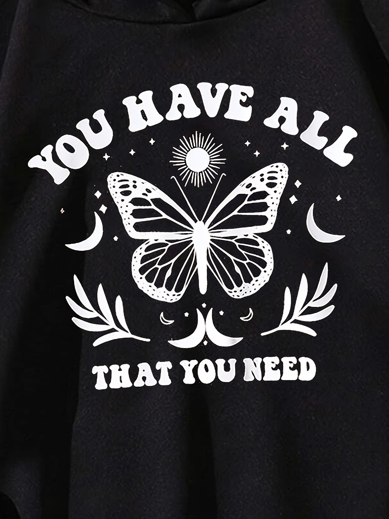 Butterfly Slogan Hooded Sweatshirt for Girls