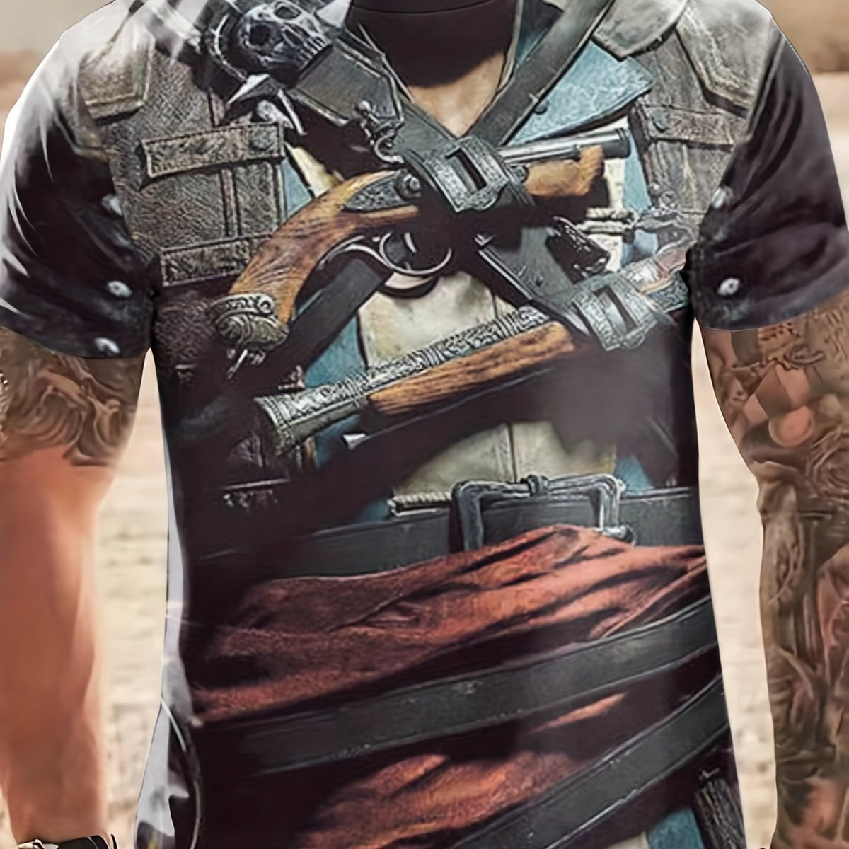 Vintage Graphic Novel T-Shirt for Men Casual Breathable Stretchy Tee