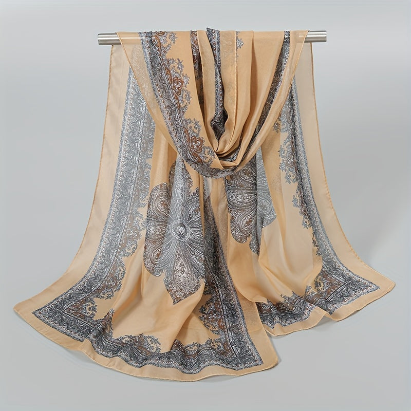Boho Chiffon Scarf Paisley Print Thin Shawl Silk Head Wrap