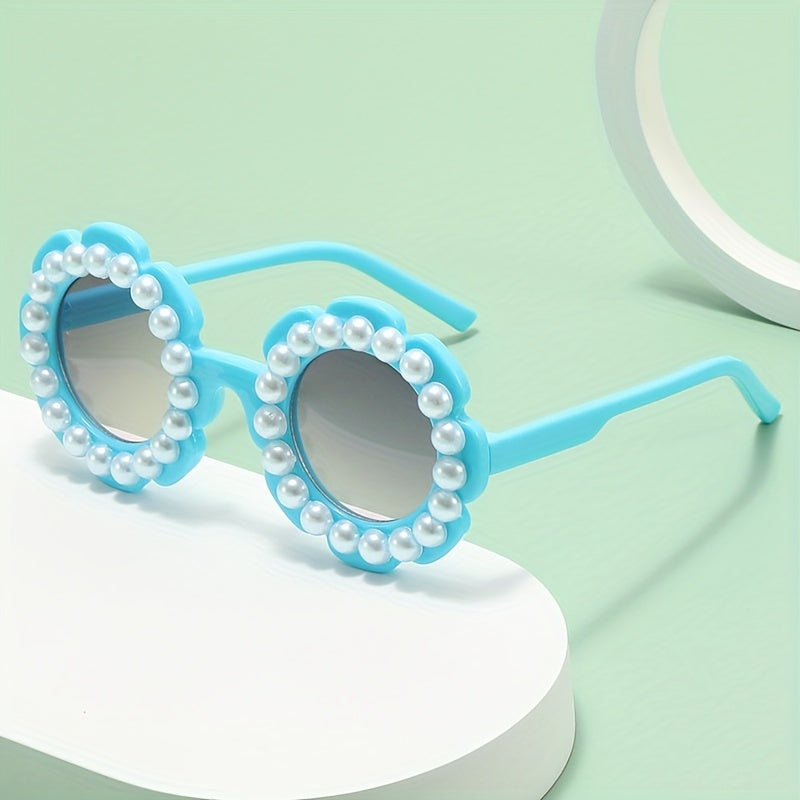 Y2K Flower Frame Pearl Sunglasses UV Protection