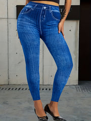  Denim Print High Rise Leggings