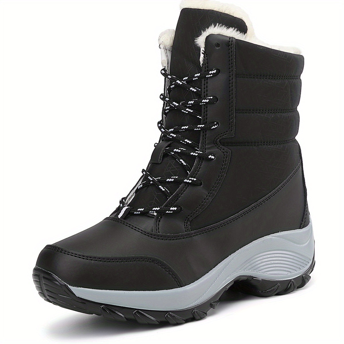 Women's Platform Snow Boots Lace Up Plush Lined Outdoor Boots