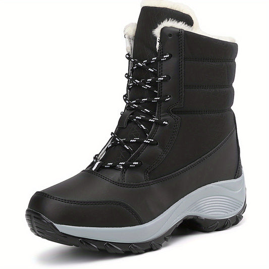 Women's Platform Snow Boots Lace Up Plush Lined Outdoor Boots
