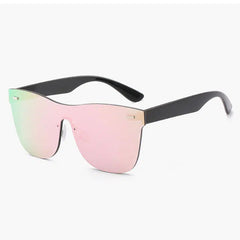 Oversize Rimless Sunglasses One Piece Mirror Colorful Lens UV400