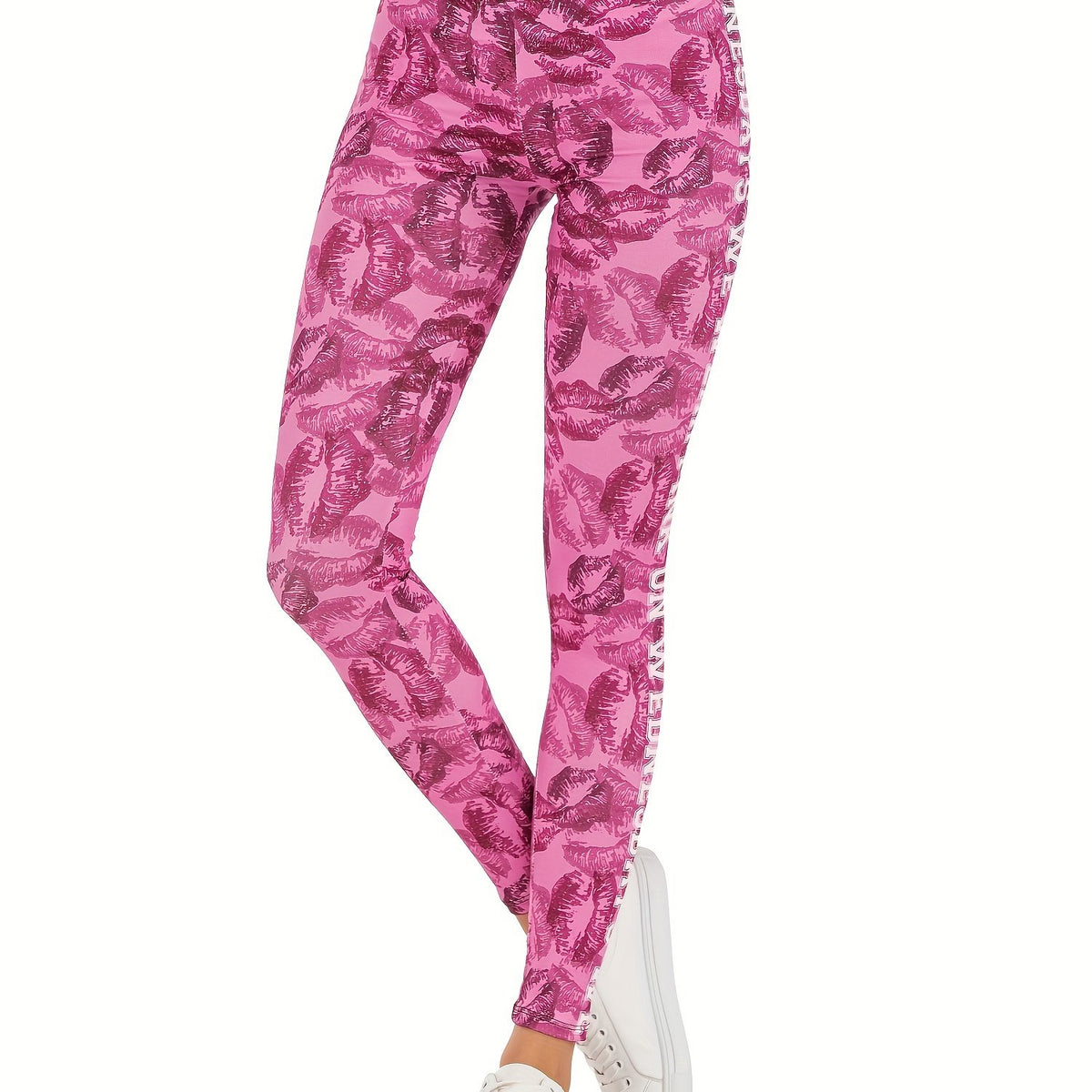 Sexy Lips Print Leggings High Waist Slim Leggings