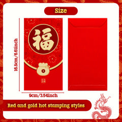6pcs Red Envelopes 3D Embossing Year Packet For Wedding Birthday