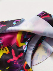 2pcs Graffiti Graphic Tankini Swimsuit Set for Girls - Summer Beach Pool Parties