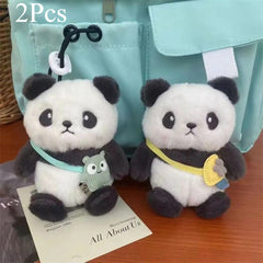 2pcs Panda Keychain Doll Christmas Holiday Present Plush Doll Handcrafted Feel