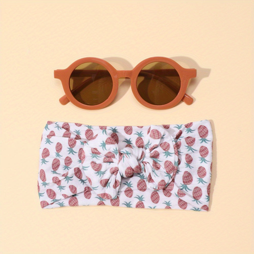 2pcs Fruits Floral Print Headbands & Sunglasses Set for Girls