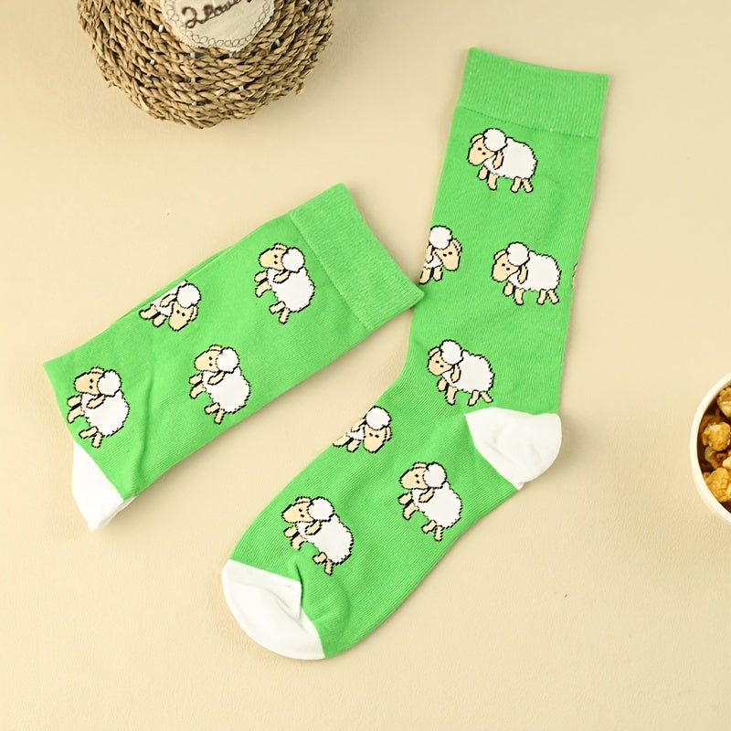 Cartoon Sheep Print Comfy Socks Women's Stockings