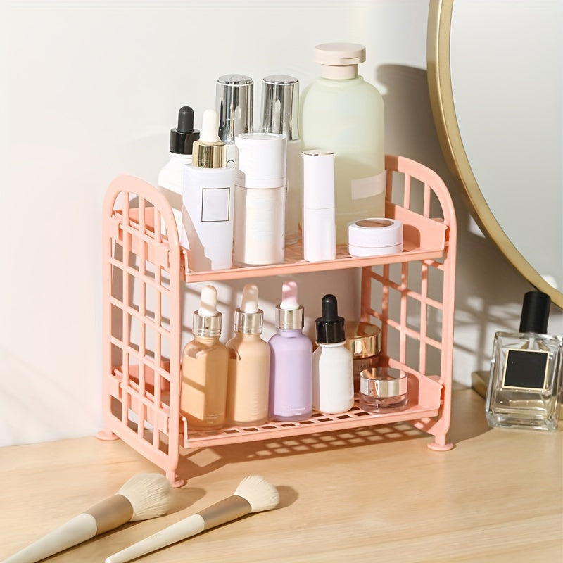 2 Tier Desktop Stationery Rack Storage Holder Plastic Shelf Makeup Organizer