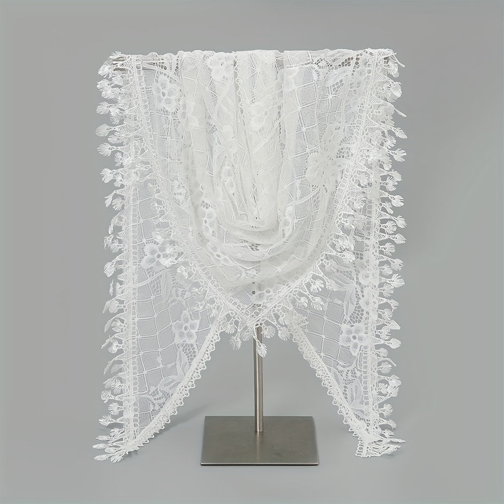 Lace Tassel Triangle Scarf Veil Solid Neck Scarf for Wedding Bride