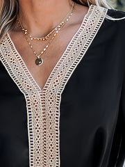  Dress Solid Applique Flounce Sleeve V Neck Ruffle Trim
