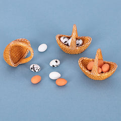 Dollhouse Miniature Chicken Egg Basket for Kitchen Scene Model