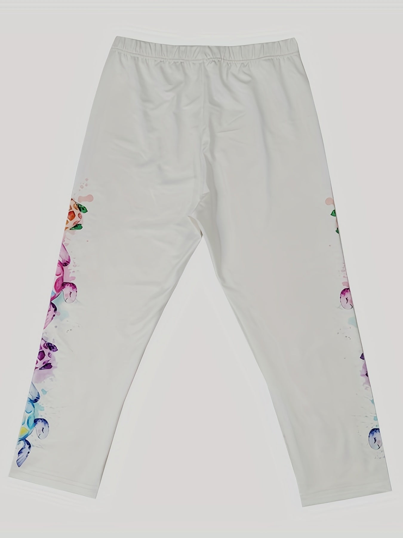 Turtle Print Elastic Waist Leggings for Women