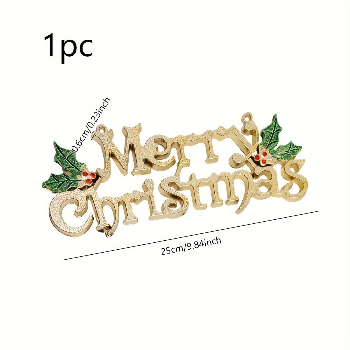 Golden Merry Christmas Decorative Sign Tree Pendant