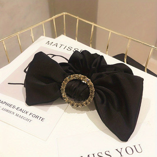 Rhinestone Ring Decor Leopard Bow Scrunchies Hair Ties