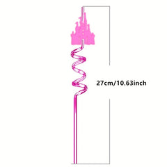 4pcs Pink Crazy Drinking Straws for Princess Party