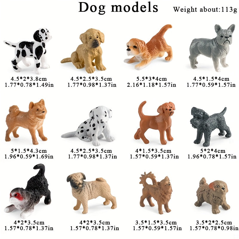 24pcs Mini Dog Figurines Playset Realistic Detailed Plastic Puppy Models